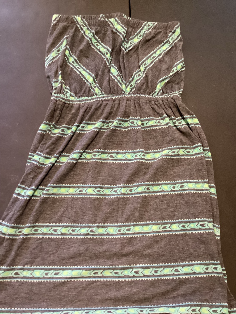 Mossimo Supply Co. Strapless Brown Dress with Mint Stripes